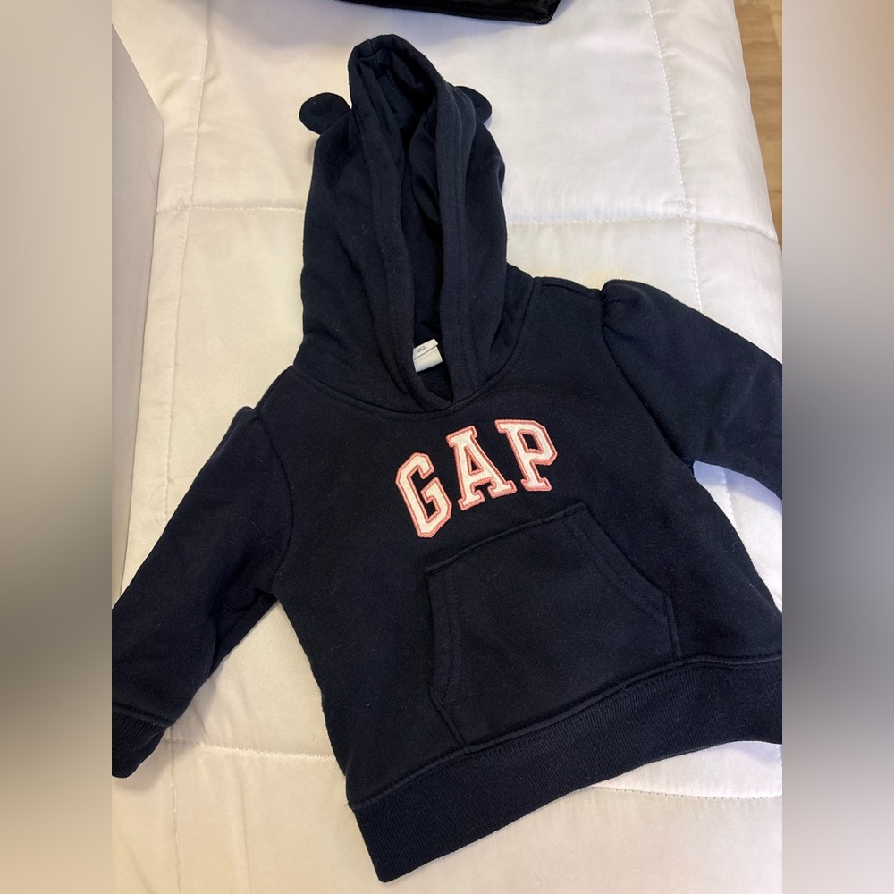GAP Kids Navy Hoodie with Red Logo